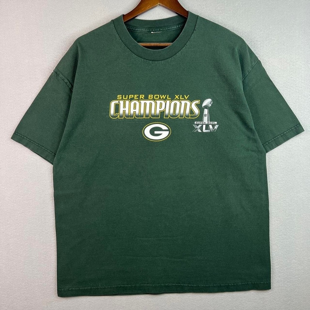 Green Bay Packers Super Bowl XLV Champions NFL Football Green Tee Shirt